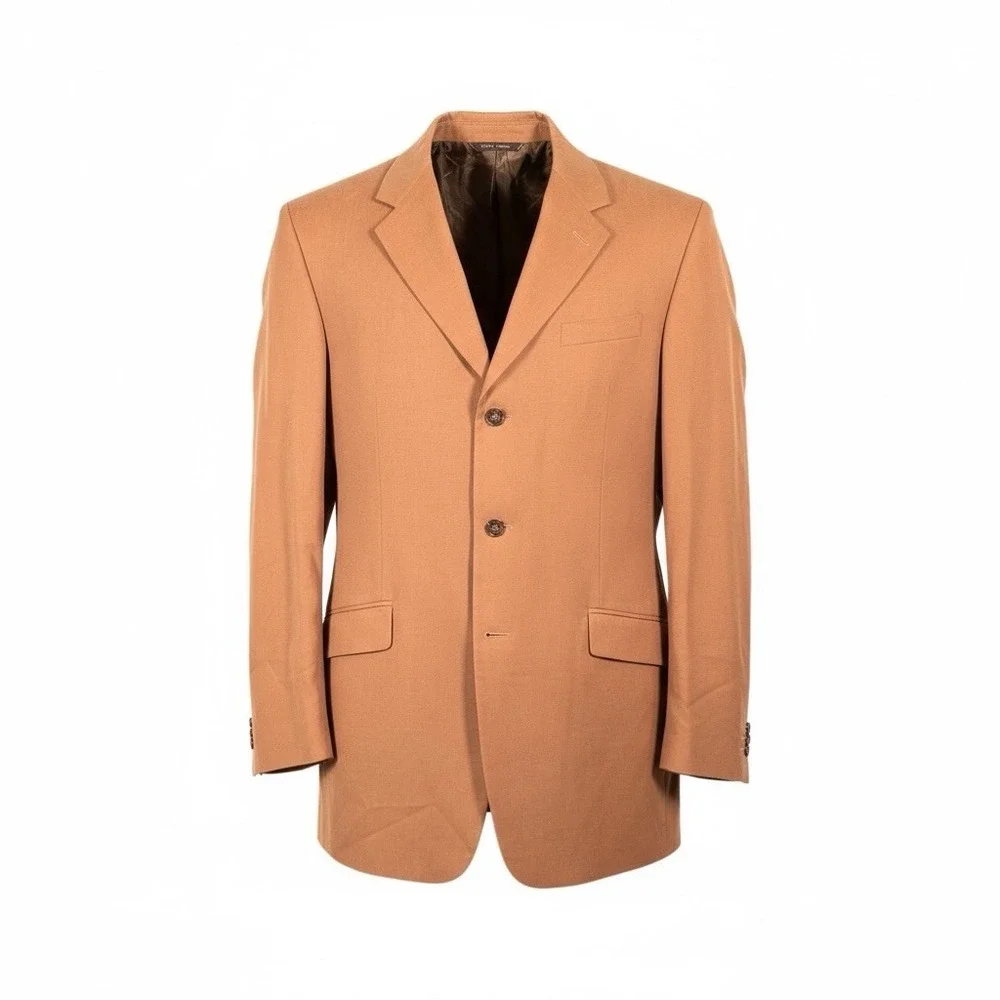 Banana Republic Sport Coat Mens 46L Tan Blazer Cotton 3-Button Tailored Brown